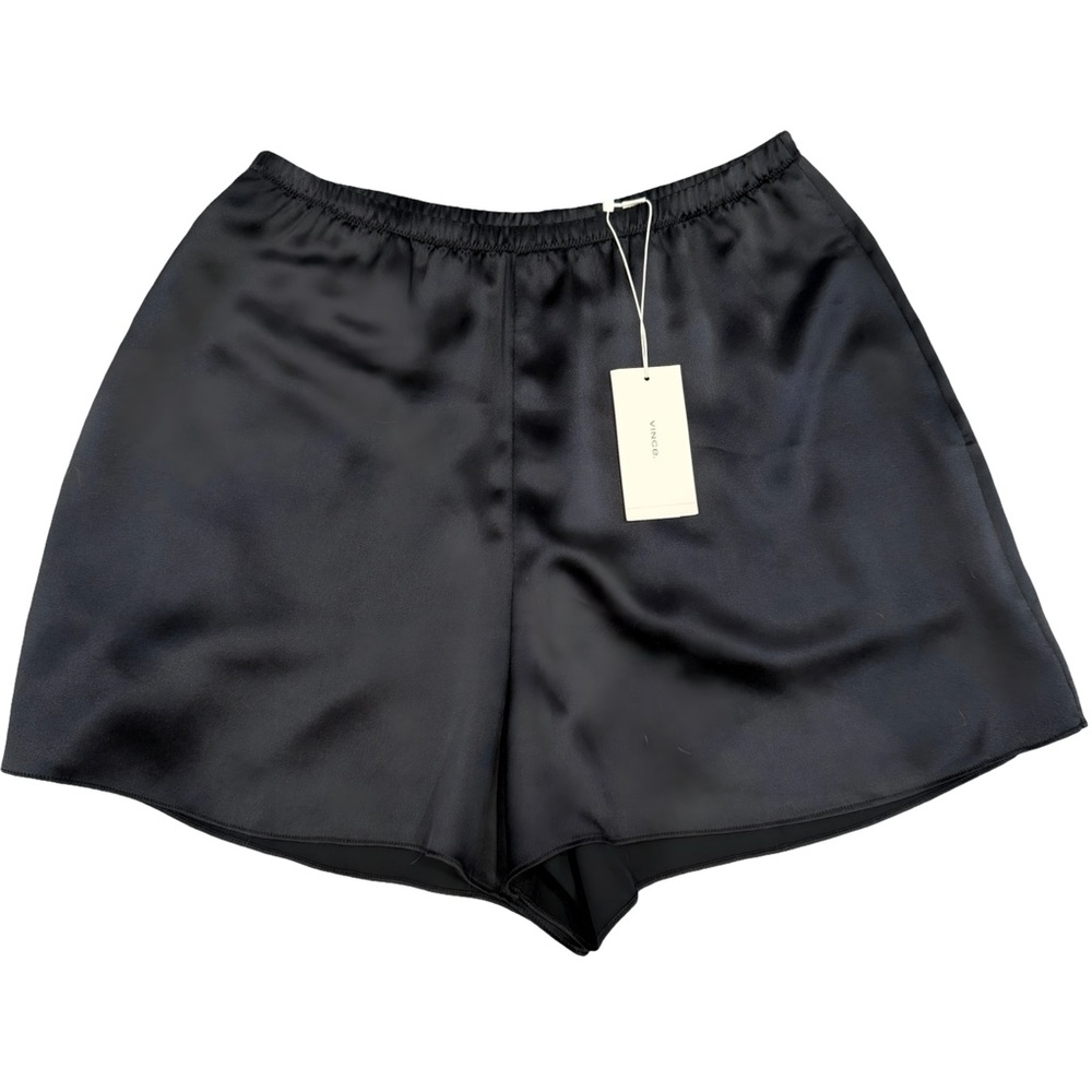 Vince Women's High Waist Black Satin Shorts